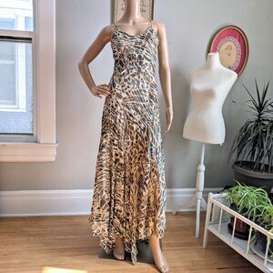 Vintage 90s ID Collection Gown Beaded Velvet Whimsygoth Animal Print Dress 12